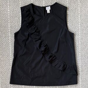 J. Crew Factory Size 4 Black Ruffle Blouse Women’s Like New